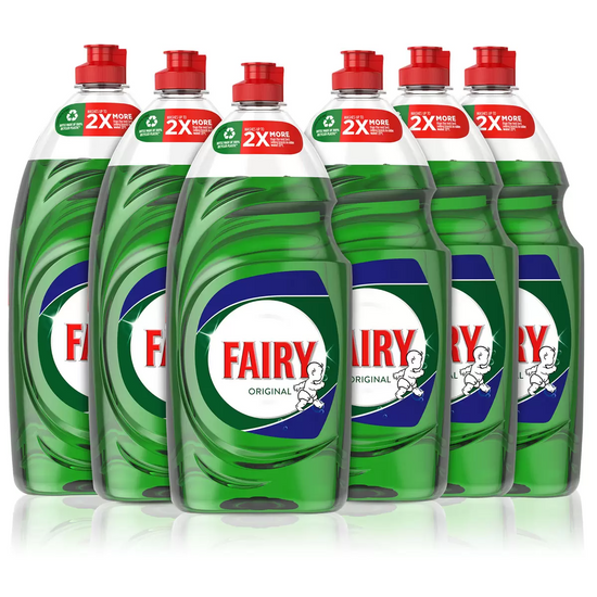 Fairy Original Washing Up Liquid 6 x 900ml – Powerful Grease Cutting Dish Soap