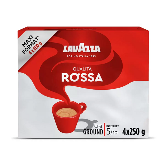 Lavazza Qualità Rossa Ground Coffee 4 x 250g – Full Bodied Espresso Blend