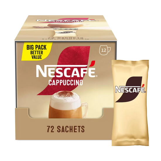 Nescafé Cappuccino Sachets 72 x 15.5g – Creamy Frothy Instant Coffee Drink
