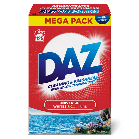 Daz Universal Bio Laundry Powder 125 Wash – Brilliant Cleaning for Whites & Colours