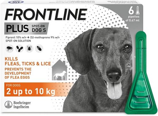 FRONTLINE Plus Flea & Tick Treatment for Small Dogs 2–10kg – 6 Pipettes