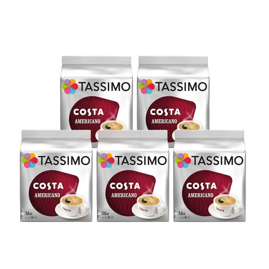 Costa Tassimo Americano Coffee Pods 80 Servings – Smooth Barista Style Coffee Capsules