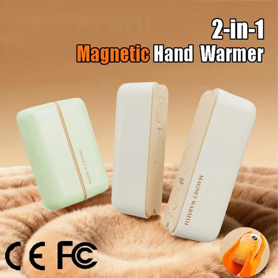 Dual Magnetic Hand Warmer Rechargeable Power Bank 2 in 1 Portable Electric Hot Pack Heater for Winter Camping Office Gift