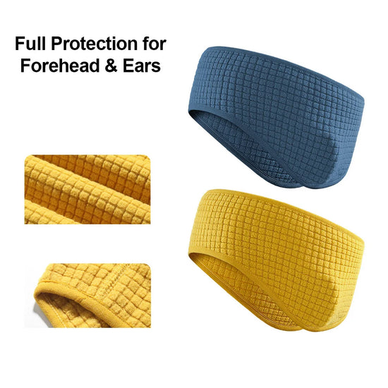 Ear Warmer Headband Cycling Winter Waffle Fleece Thermal Unisex Ear Cover Grid Stretch Hiking Windproof Running Ski Headband