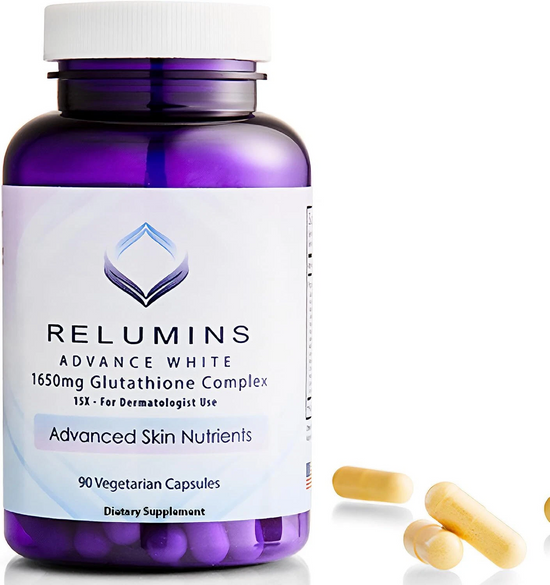 Relumins Glutathione Supplement 1650mg – Reduced Glutathione Complex, 90 Capsules