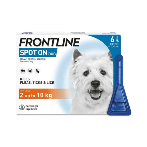 FRONTLINE Spot On Flea & Tick Treatment for Small Dogs 2–10kg – 6 Pipettes